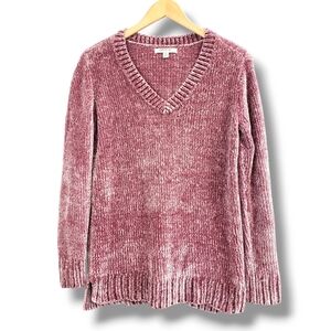 Orvis Cozy Rose Pink Fuzzy Long-length Crew Sweater Size Medium